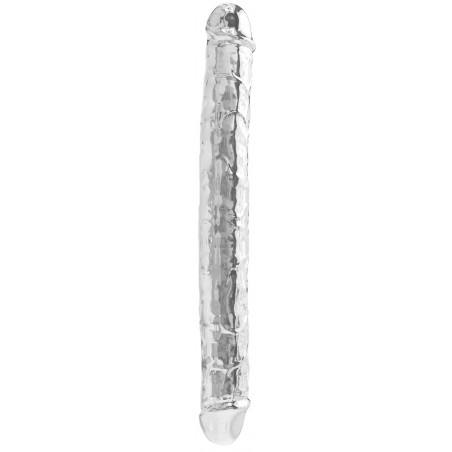Double Gode Diamond Dick - Dong En TPE Transparent - Veiné - Glands Décalottés - 34 Cm / Ø De 3,3 A 3,8 Cm - Toyjoy