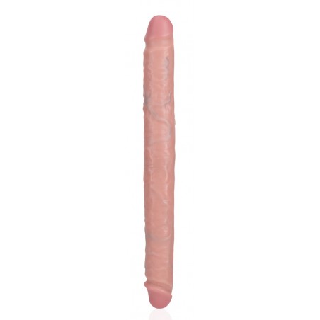 Double Gode Straight Slim - Dong En PVC Chair - Veiné - Glands Décalottés - 35,5 Cm / Ø 3,8 Cm - Real Rock