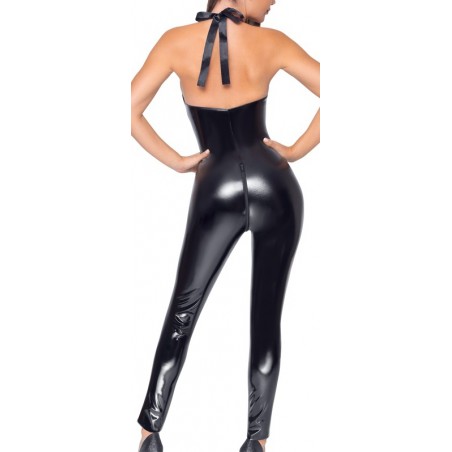 Combinaison En Vinyle All Noire Sans Manches - Se Noue Au Cou - Zip Devant Jusqu'Aux Reins - S - M - L - XL - Black Level