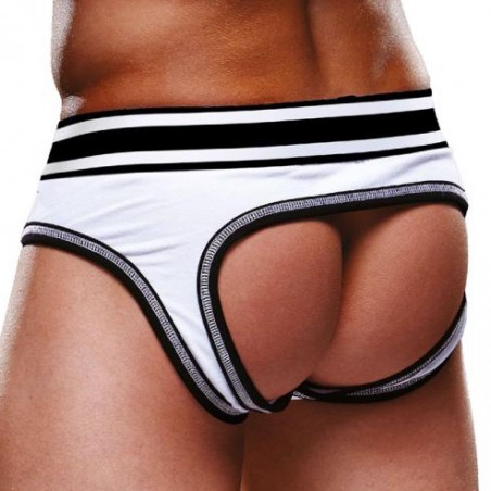 Bottomless Open Brief Prowler Blanc - Fesses Nues - Ceinture Noire - Tailles :  S / M / L / XL / XXL - Prowler Underwear