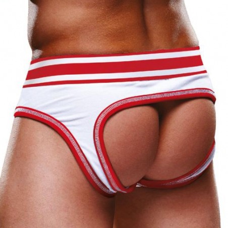 Bottomless Open Brief Prowler Blanc - Fesses Nues - Ceinture Rouge - Tailles :  S / M / L / XL / XXL - Prowler Underwear