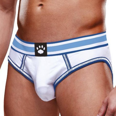 Bottomless Open Brief Prowler Blanc - Fesses Nues - Ceinture Bleue - Tailles :  S / M / L / XL / XXL - Prowler Underwear