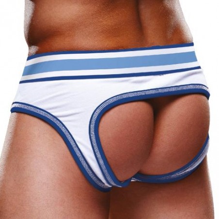 Bottomless Open Brief Prowler Blanc - Fesses Nues - Ceinture Bleue - Tailles :  S / M / L / XL / XXL - Prowler Underwear