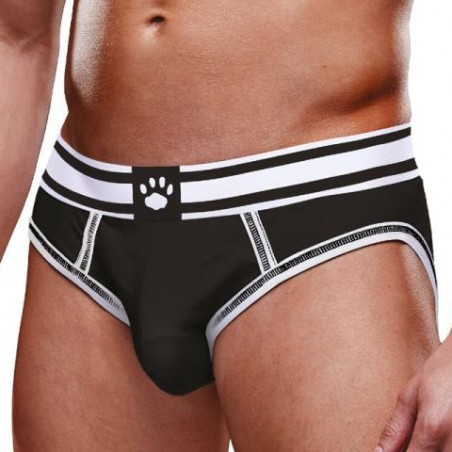 Bottomless Open Brief Prowler Noir - Fesses Nues - Ceinture Blanche - Tailles :  S / M / L / XL / XXL - Prowler Underwear