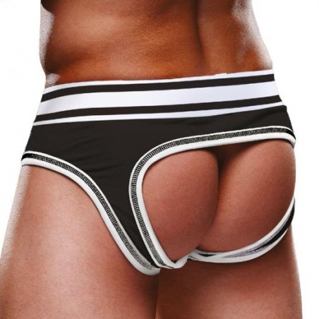 Bottomless Open Brief Prowler Noir - Fesses Nues - Ceinture Blanche - Tailles :  S / M / L / XL / XXL - Prowler Underwear