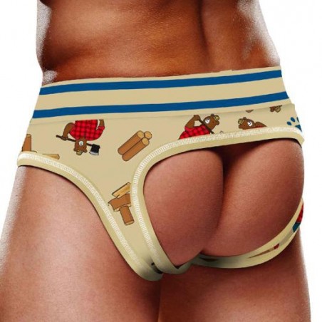 Bottomless Lumberbear Prowler - Motifs Ours Bucherons - Blanc Fesses Nues - Tailles : S/ M/ L/ XL/ XXL - Prowler Underwear