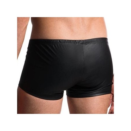 Boxer Fetish Open - Noir Brillant - Ouverture De La Poche Avant Par Boutons Pressions - Tailles : M / L / XL / XXL - Generique