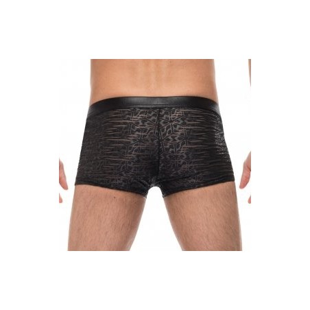 Boxer Zip Pouch Noir - Motifs Aztèques - Ouverture Devant Par Fermeture Eclair - Tailles : S / M / L / XL - Male Power