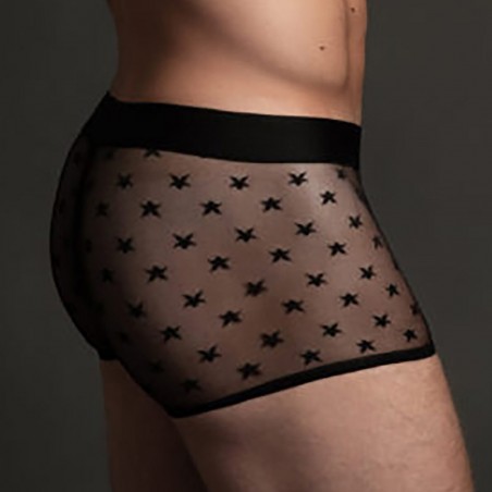 Boxer Star Noir - Voile Transparent Aux Motifs Etoilés - S-M / L-XL - Allure