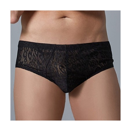 Slip Leopard Noir - En Dentelle Motif Léopard- S-M / L-XL - Allure