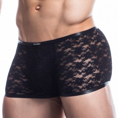 Boxer Court Lace Trunk En Dentelle Noire - Tailles : S / M / L / XL - Cut 4 Men