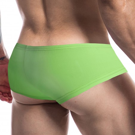 Boxer ultra court Booty - Taille Basse - Vert Fluo Effet Brillant - Tailles : S / M / L / XL - Cut 4 Men