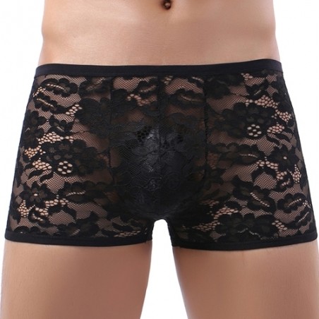 Boxer Joao En Dentelle Noire - Renforcé Devant - Tailles : M / L / XL / XXL - NoGenderWear