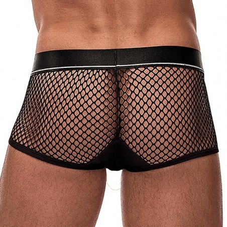 Boxer Cock Pit - Tissu A Fines Mailles Noir - Partie Avant Amovible Avec Anneau Elastique - S / M / L / XL - Male Power