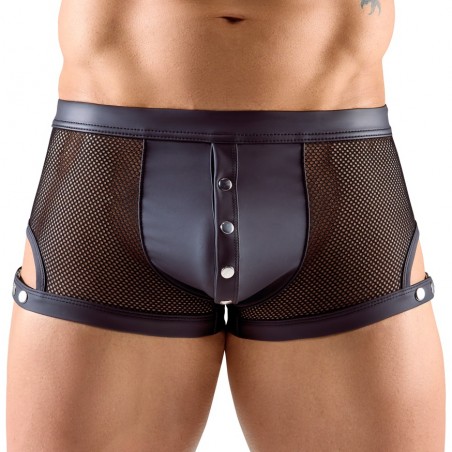 Boxer Tudeo - Simili Cuir Et Résille Noir - Boutons Pressions Devant Et Sur Les Côtés - S / M / L / XL / XXL - Svenjoyment