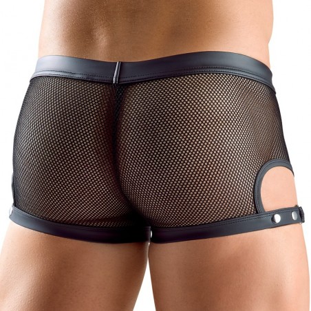 Boxer Tudeo - Simili Cuir Et Résille Noir - Boutons Pressions Devant Et Sur Les Côtés - S / M / L / XL / XXL - Svenjoyment