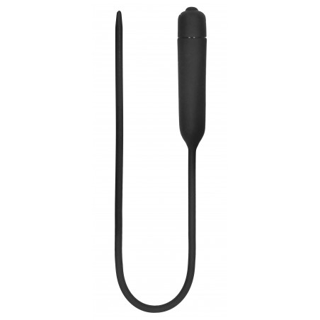 Tige Urètre Bullet Round Vibrante - Forme Lisse - Extra Longue - Waterproof - En Silicone Noir - 35 cm / Ø 0,5 cm - Ouch