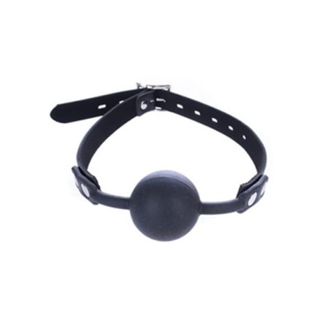 Bâillon Boule Pleine - Sangle Ajustable De 41 A 56 cm - Boule Silicone Noir Ø 4 cm - BDS Master