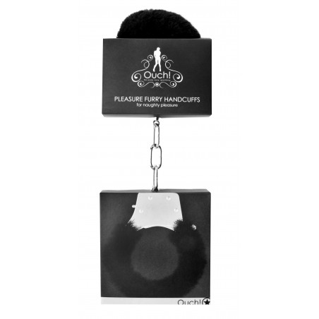Menottes Pleasure Avec Fourrure Noire Pour Poignets - Métal Argenté - 2 Jeux De Clés - Ouch