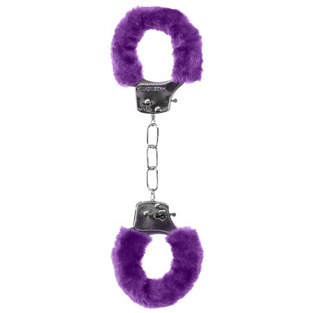 Menottes Pleasure Avec Fourrure Violet Pour Poignets - Métal Argenté - 2 Jeux De Clés - Ouch