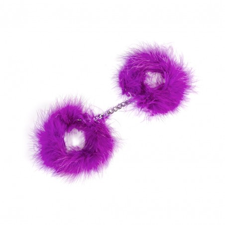 Menottes Pour Poignets Boa Feather - Plumes Violettes - Fermeture Scratch - Chaîne - De 21 A 30 cm - Secret Play