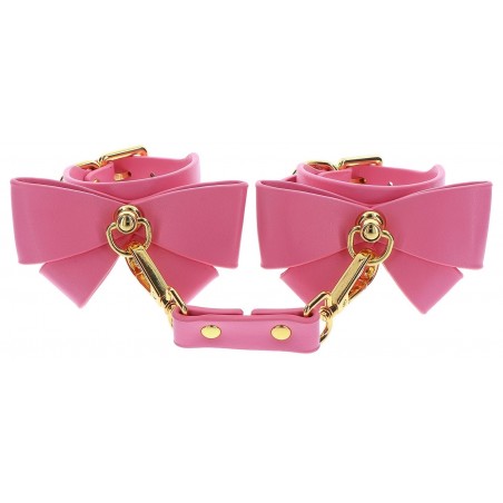 Menottes Pour Poignets Malibu Roses - Nœuds Papillon - Détails Métal Doré - 19 A 24 cm - Taboom