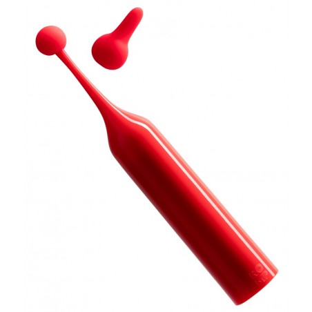Stimulateur Clitoridien - Pop Rouge - 2 Embouts : Arrondi Et Langue - Rechargeable - 14,5 cm / Ø 1,4 cm - Romp