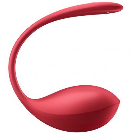 Œuf Vibrant Shiny Rouge - Connecté - Télécommandé - Waterproof - Rechargeable - 8 cm / Ø 4 cm - Satisfyer