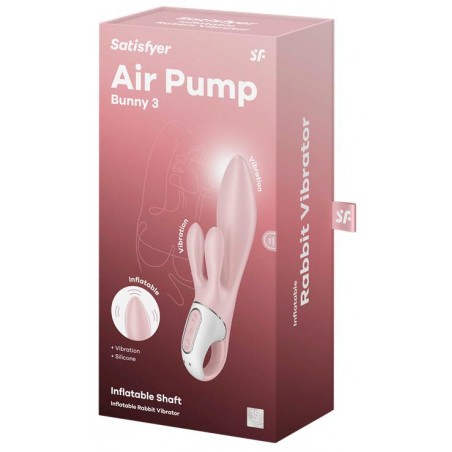 Rabbit Gonflant Air Pump Bunny 3 Rose - Waterproof - Rechargeable - 21 cm / Ø De 3,5 cm A 5 cm - Satisfyer