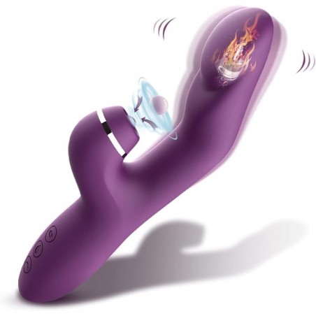 Rabbit Chauffant - Claret Violet - Succions Clitoridiennes - Rechargeable - 13 cm / Ø 3,3 cm - Myplaytoys