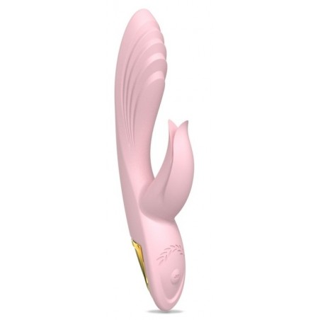 Rabbit Twist Vibe Rose - Nervuré - 2 Ergots Clitoridiens - Rechargeable - 12 / Ø 3,4 cm - Myplaytoys