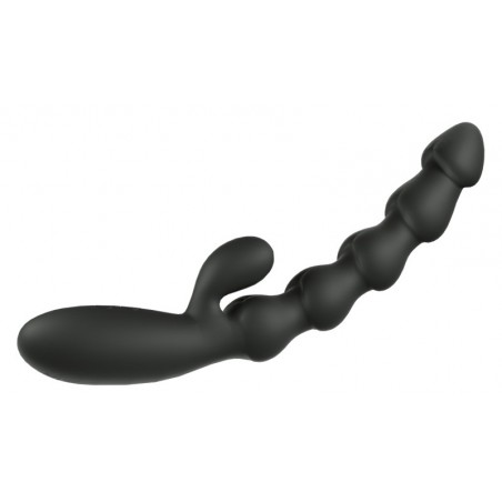 Rabbit Vaginal Ou Anal Drak Scales Noir - 5 Boules Coniques - Ergot - Waterproof - Rechargeable - 15 cm / Ø 2,8 cm - AnalTech