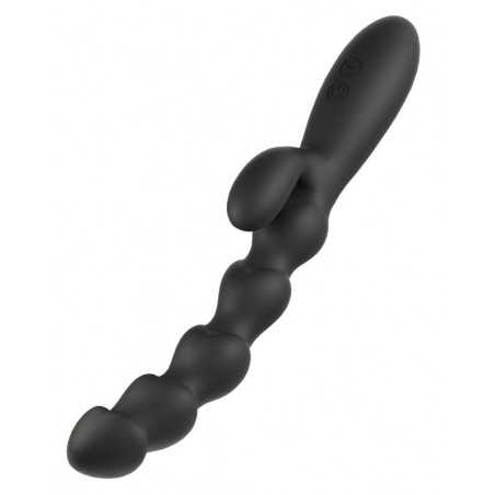 Rabbit Vaginal Ou Anal Drak Scales Noir - 5 Boules Coniques - Ergot - Waterproof - Rechargeable - 15 cm / Ø 2,8 cm - AnalTech