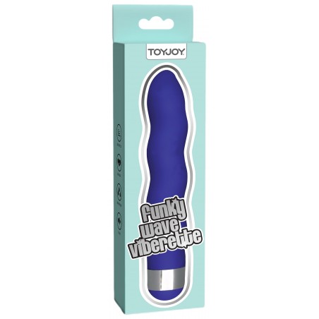 Vibromasseur Ondulé - Funky Wave Bleu - Vaginal Ou Anal Ou Zones Erogènes - 15 cm / Ø 3 cm - Toyjoy