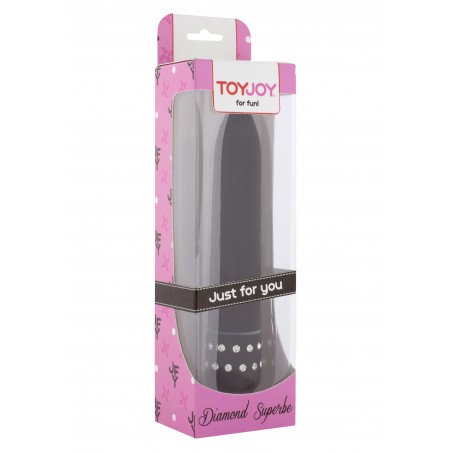 Vibromasseur Avec Strass - Diamond Superbe Noir - Vaginal Ou Zones Erogènes - 15 cm / Ø 2,5 cm - Toyjoy