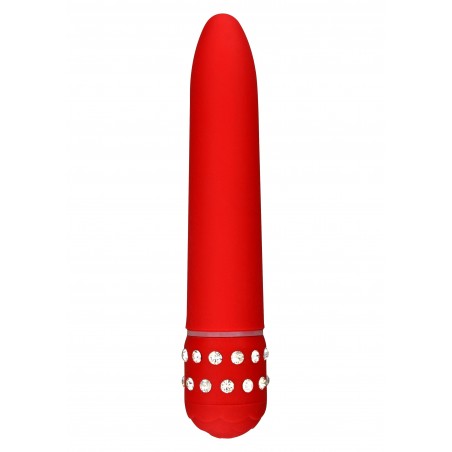 Vibromasseur Avec Strass - Diamond Superbe Rouge - Vaginal Ou Zones Erogènes - 15 cm / Ø 2,5 cm - Toyjoy