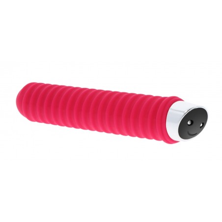 Vibromasseur Nervuré - Compact - Screw me Higher Rouge - Vaginal Et Massage - Rechargeable - 13 cm / Ø 2,5 cm - Toyjoy