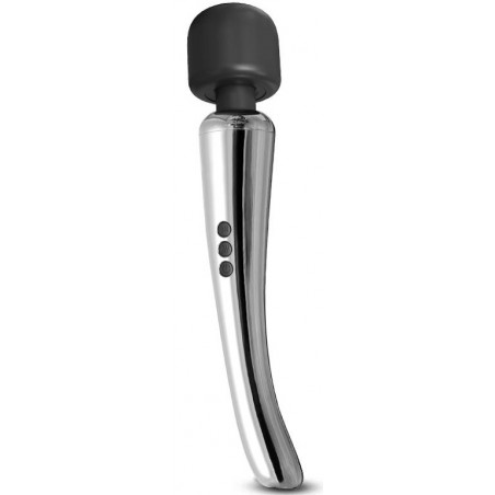 Stimulateur clitoridien - Wand Silvery - Tête Noire - Corps Argenté - Rechargeable - 30 cm / Ø 5,5 cm - Action
