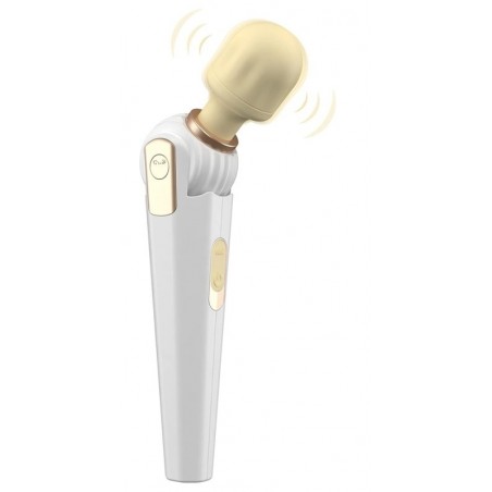 Stimulateur clitoridien - Wand Walaxy Blanc Métallisé - Tête Inclinable 180 ° - Rechargeable - 30 cm / Ø 4,7 cm - Myplaytoys