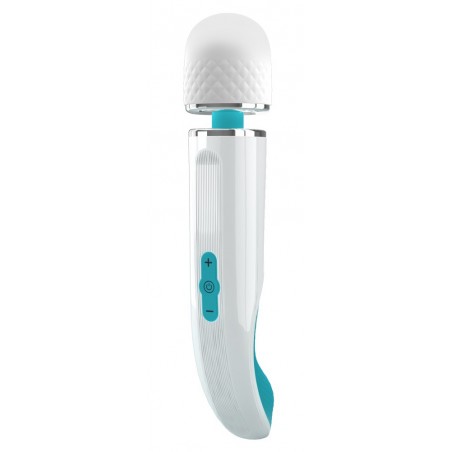 Stimulateur clitoridien - Wand Colormax Blanc Et Bleu - Rechargeable - 29 cm / Ø 5,8 cm - Pretty Love