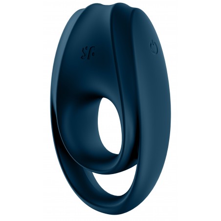 Double Anneau Vibrant Incredible Duo Navy Bleu - Tête Clitoridienne - Rechargeable - Etanche - 10 cm / Ø 2,5 cm - Satisfyer