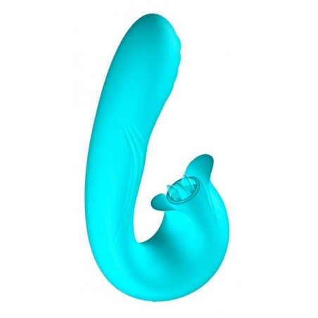 Rabbit - Hydra3 Turquoise - Léchage - Tapotements Et Vibrations - Rechargeable - 14 cm / Ø 3,2 cm - Intoyou