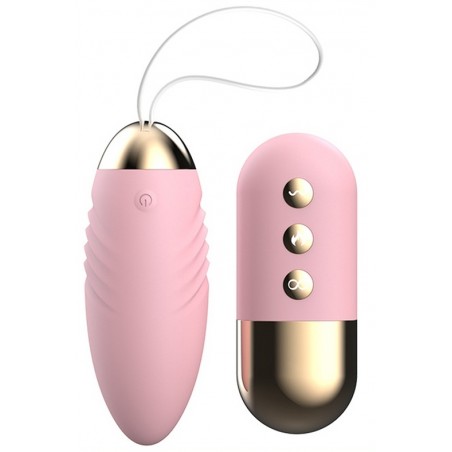 Œuf Vibrant Nervuré - Lilo Bullet Rose - Télécommandé - Rechargeable - Silicone doux - 8,5 cm / Ø 3,5 cm - Generique