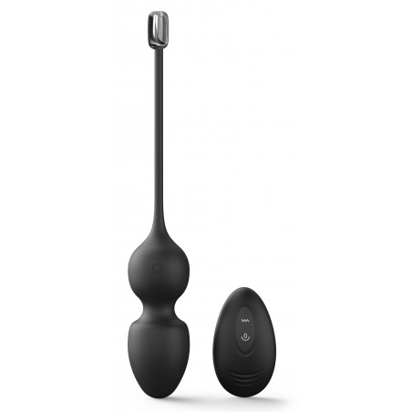 Boules de Geisha Vibrantes Love Balls Noires Télécommandées - Bille Libre - Rechargeable - Œuf Vibrant - 9 / Ø 3,5 cm - Dorcel