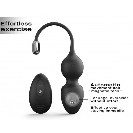 Boules de Geisha Vibrantes Love Balls Noires Télécommandées - Bille Libre - Rechargeable - Œuf Vibrant - 9 / Ø 3,5 cm - Dorcel