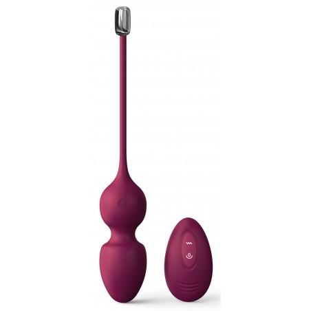 Boules de Geisha Vibrantes Love Balls Bordeaux Télécommandées - Bille Libre - Rechargeable - Œuf Vibrant - 9 / Ø 3,5 cm - Dorcel