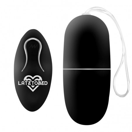 Œuf Vibrant Lisse - Ecoblack Noir - Télécommandé - Silicone doux - 7,5 cm / Ø 3,2 cm - Latetobed