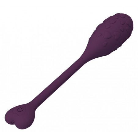 Œuf Vibrant Fisherman Violet - Strié De Cœurs - Connecté - Waterproof - Rechargeable - 8 cm / Ø 3,2 cm - Pretty Love