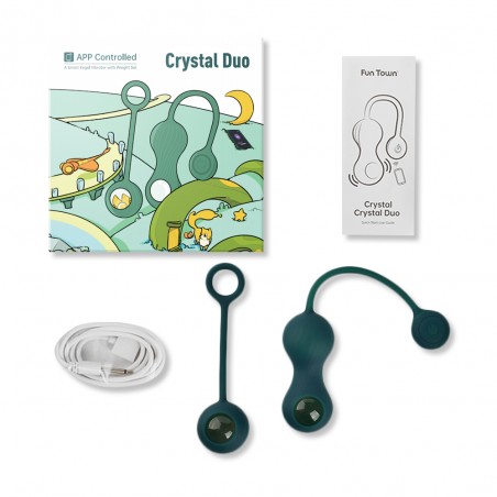 Kit Œuf Vibrant Crystal Duo Vert - 1 Boule Normale - 2 Boules Connectées/Etanches/Rechargeables - 8 / Ø 3,5 cm - Magic Motion