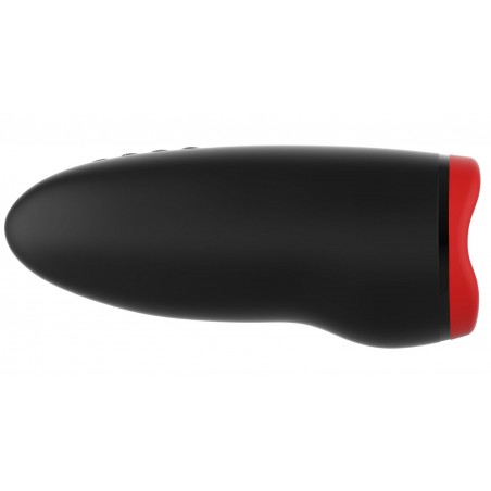 Masturbateur Chauffant Beaded Tongue Noir Et Rouge - Rotations Et Vibrations - Rechargeable - 11 cm / Ø 3,2 cm - Hidden Desire